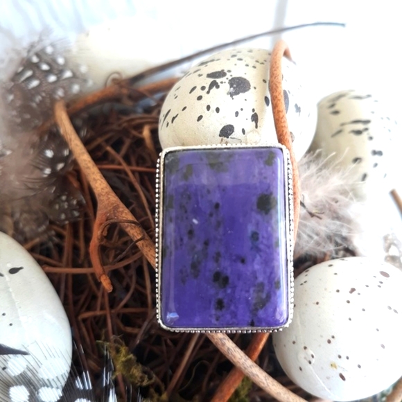 New Oversized Charoite 925 Silver Ring. - Picture 7 of 8